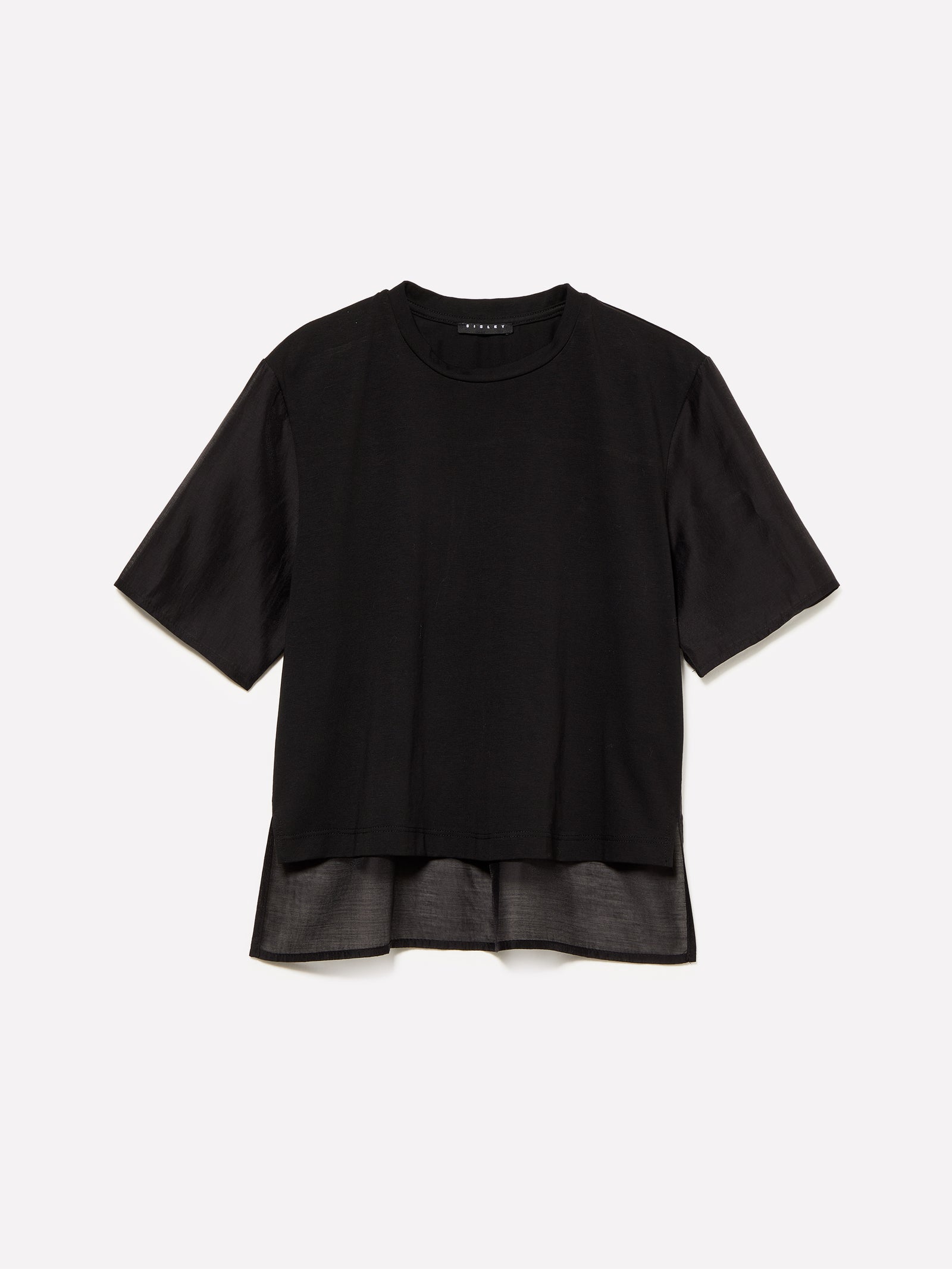 T-shirt con trasparenza da donna nero | Sisley Outlet