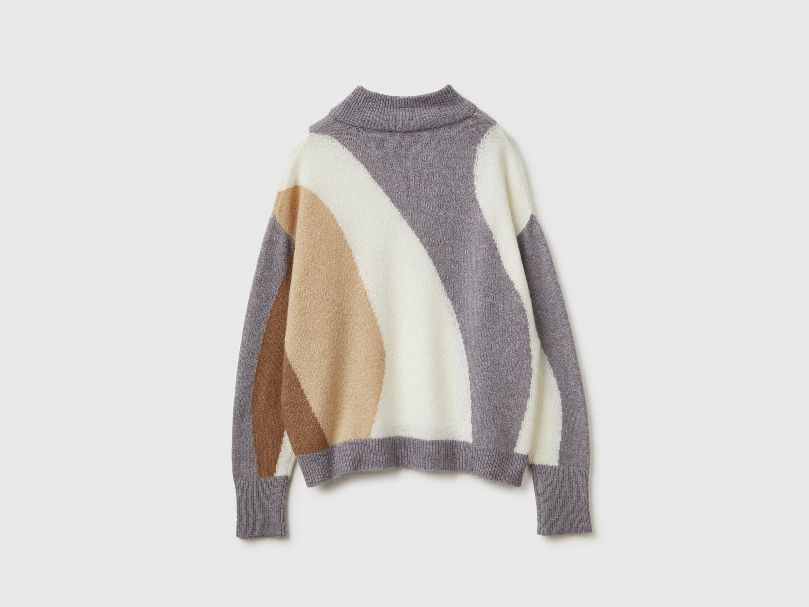 Maglione con intarsio boxy fit da donna grigio 2 | Benetton Outlet