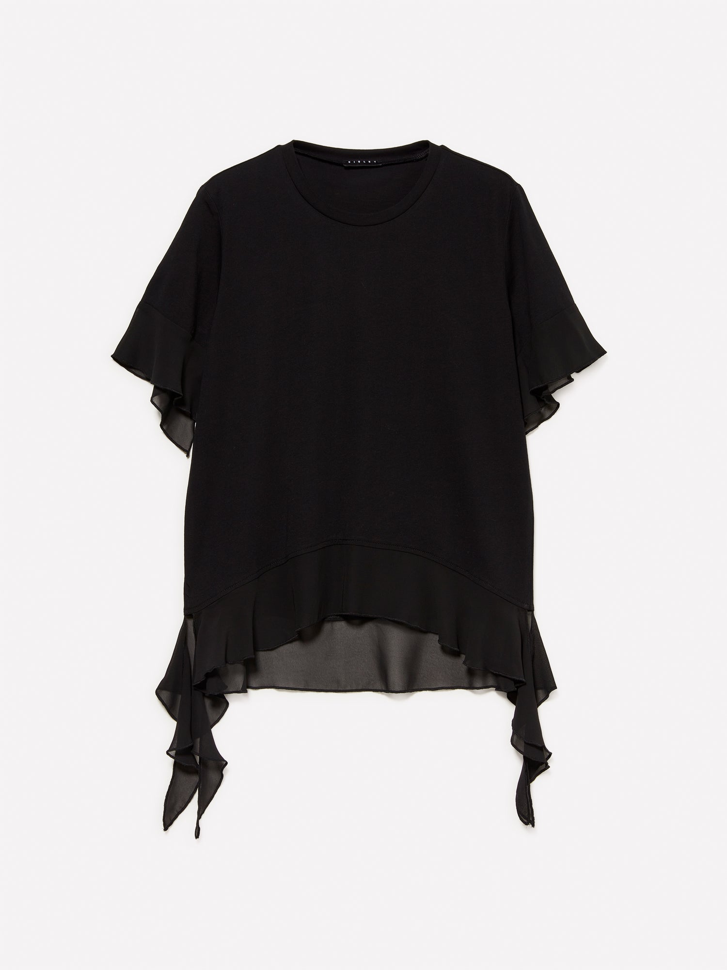 T-shirt con rouches da donna nero | Sisley Outlet