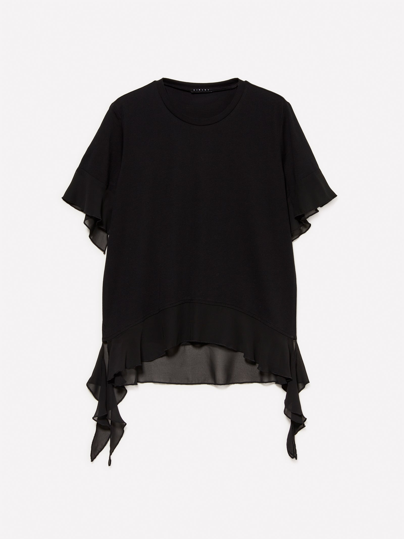 T-shirt con rouches da donna nero | Sisley Outlet
