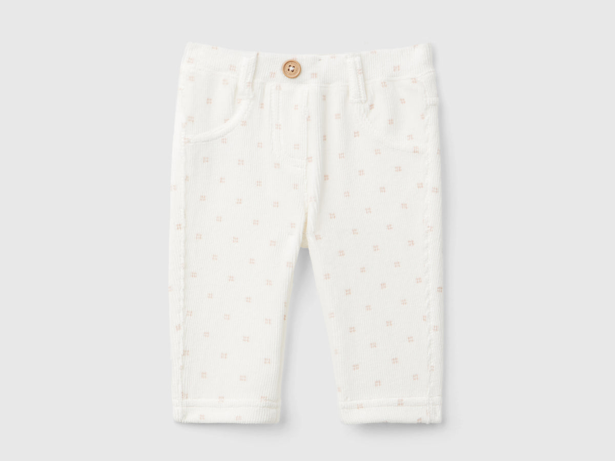 Pantaloni con stampa fantasia in ciniglia