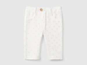 Pantaloni con stampa fantasia in ciniglia