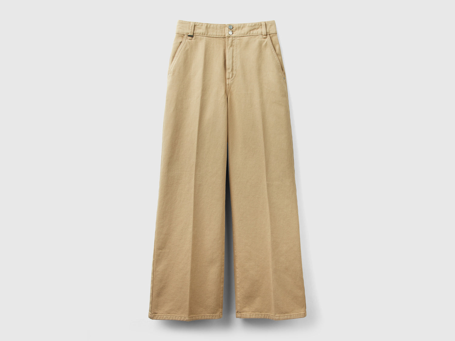 Pantaloni a vita alta con gamba ampia da donna cammello | Benetton Outlet
