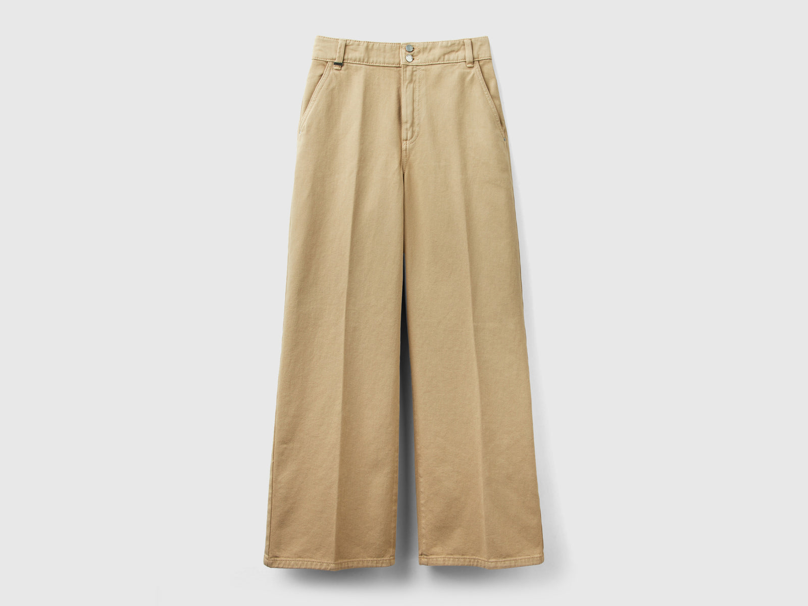 Pantaloni a vita alta con gamba ampia da donna cammello | Benetton Outlet