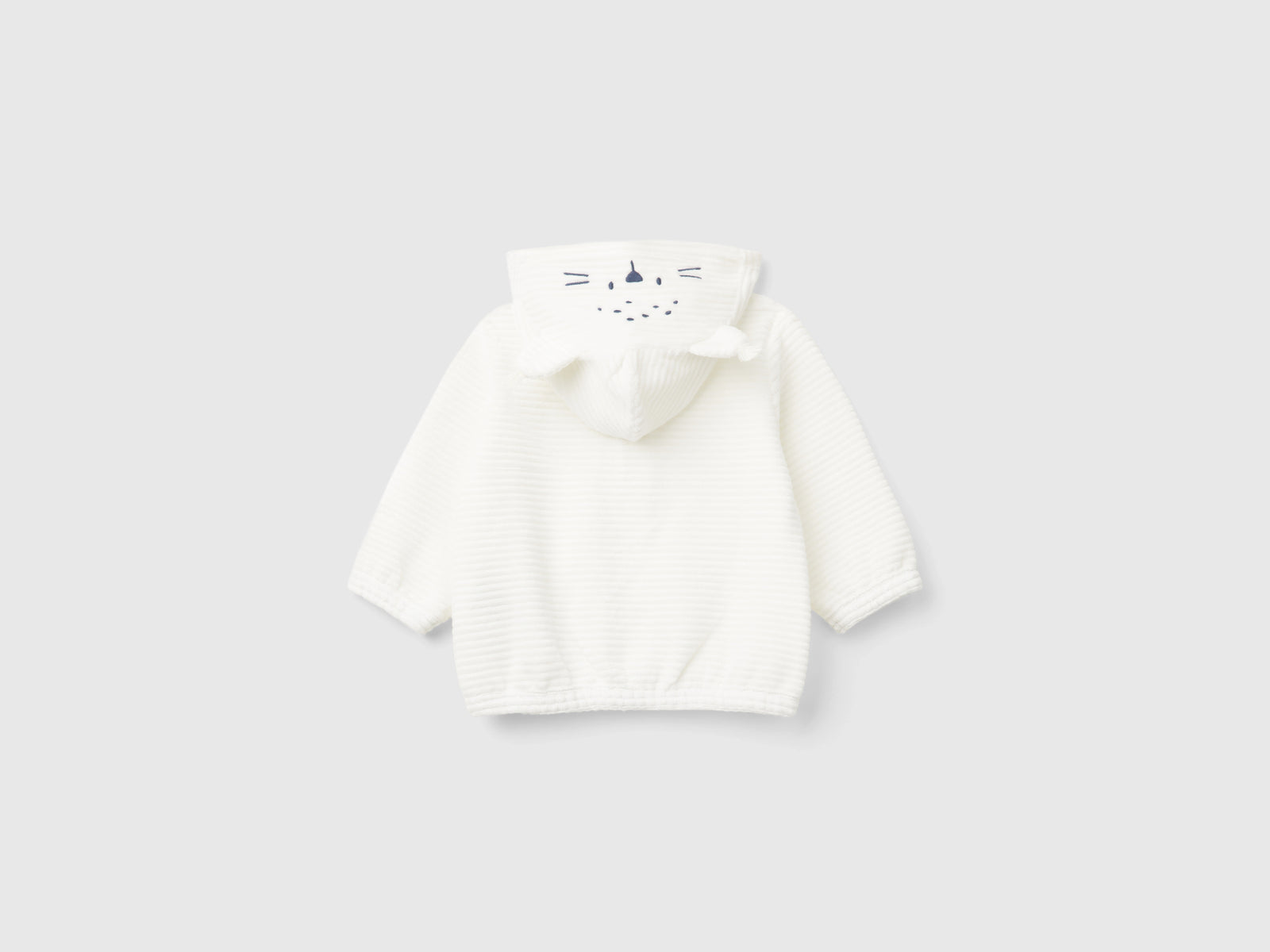Felpa in ciniglia con cappuccio da neonato bianco panna 2 | Benetton Outlet