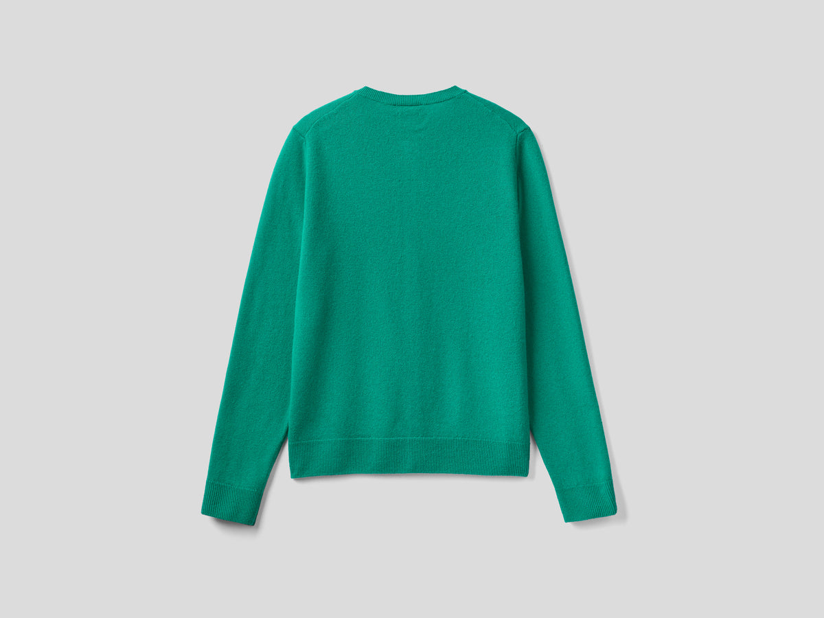 Cardigan girocollo in pura lana vergine