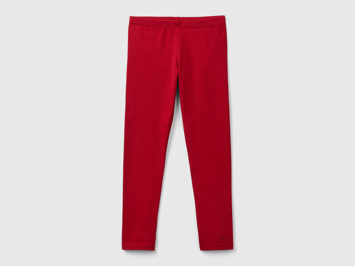 Stretch cotton leggings with logo