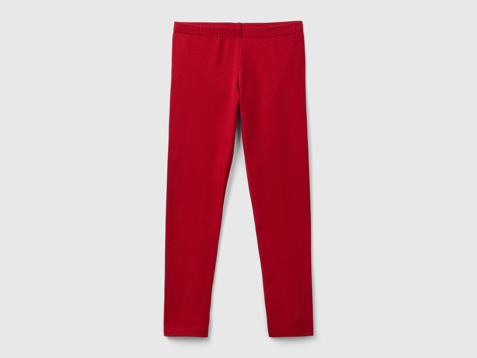 Stretch cotton leggings with logo da bambina rosso | Benetton Outlet