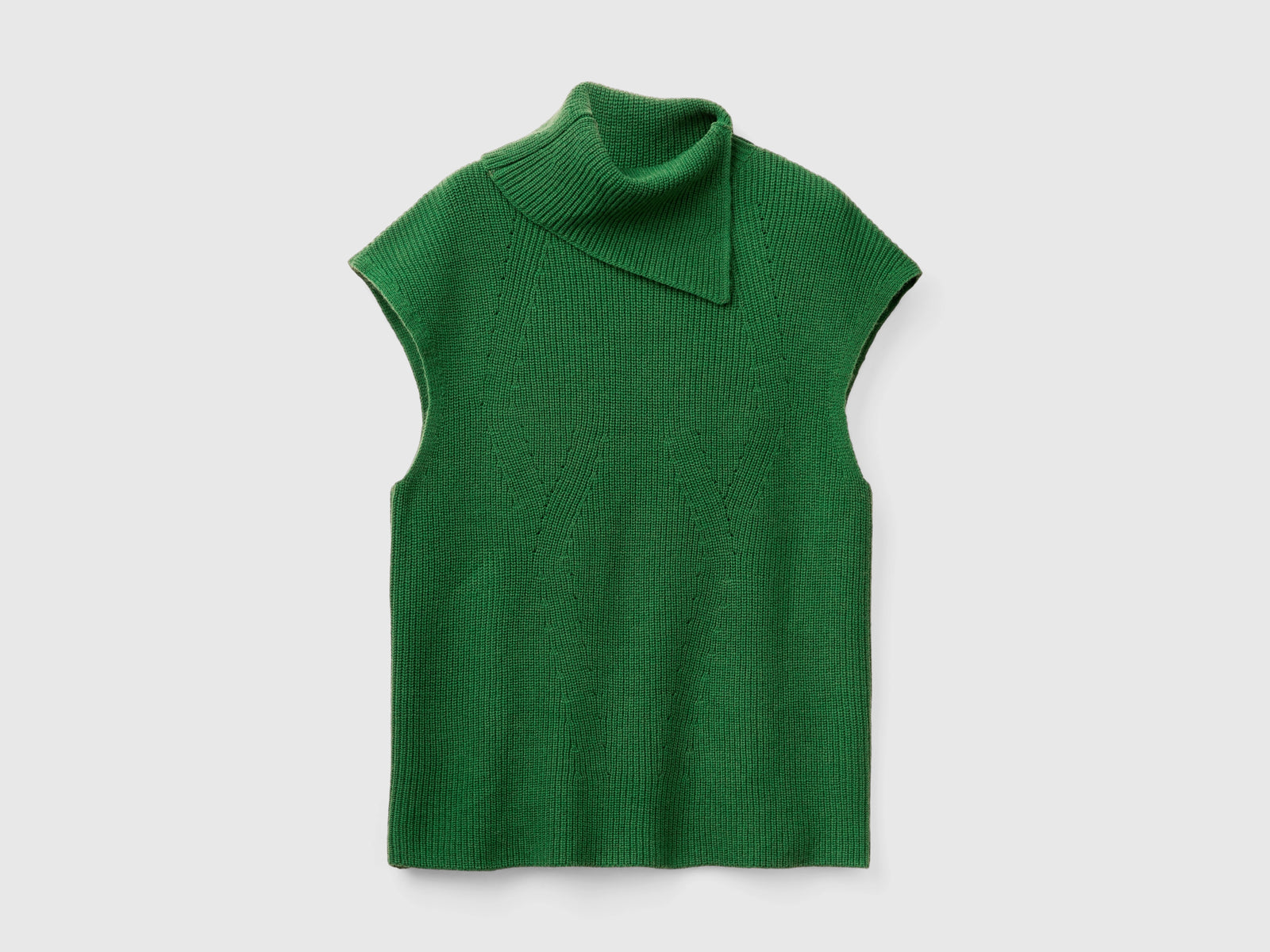 Gilet lungo con collo alto da donna verde scuro | Benetton Outlet