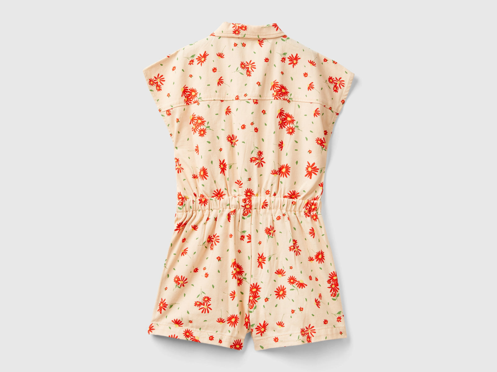 Tuta corta a fiori da bambina pesca 2 | Benetton Outlet