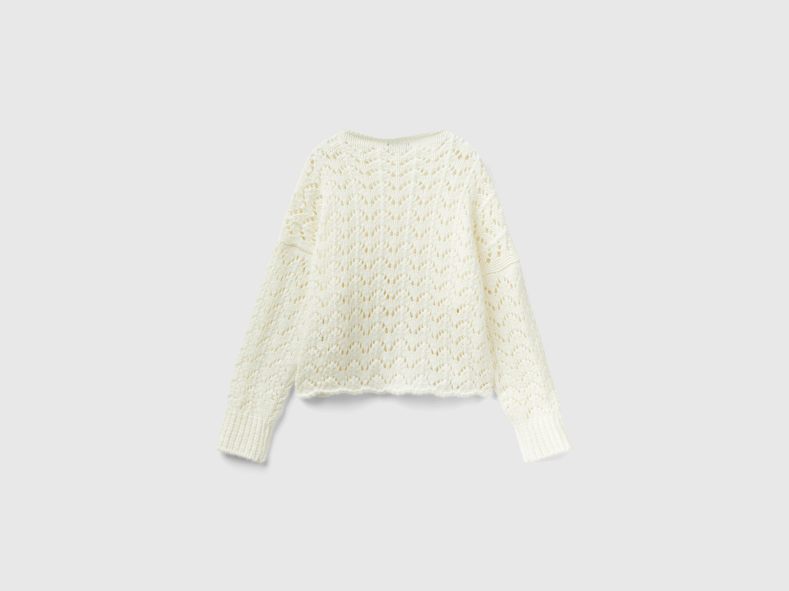 Maglia effetto uncinetto da donna bianco panna 2 | Benetton Outlet