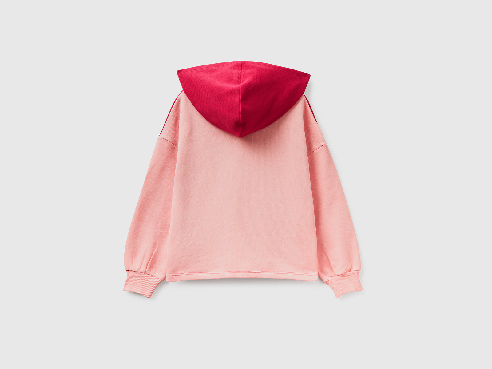 Felpa over fit con cappuccio da bambina ciclamino 2 | Benetton Outlet