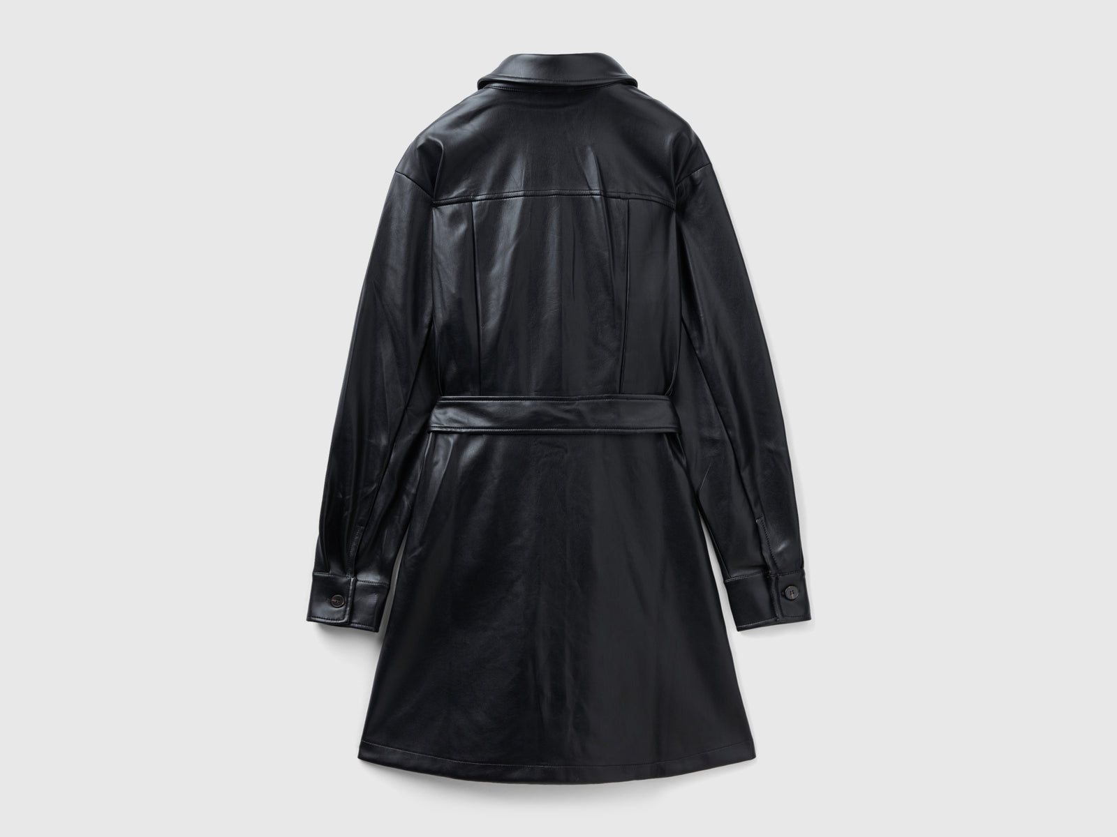 Chemisier mini in tessuto spalmato da donna nero 2 | Benetton Outlet