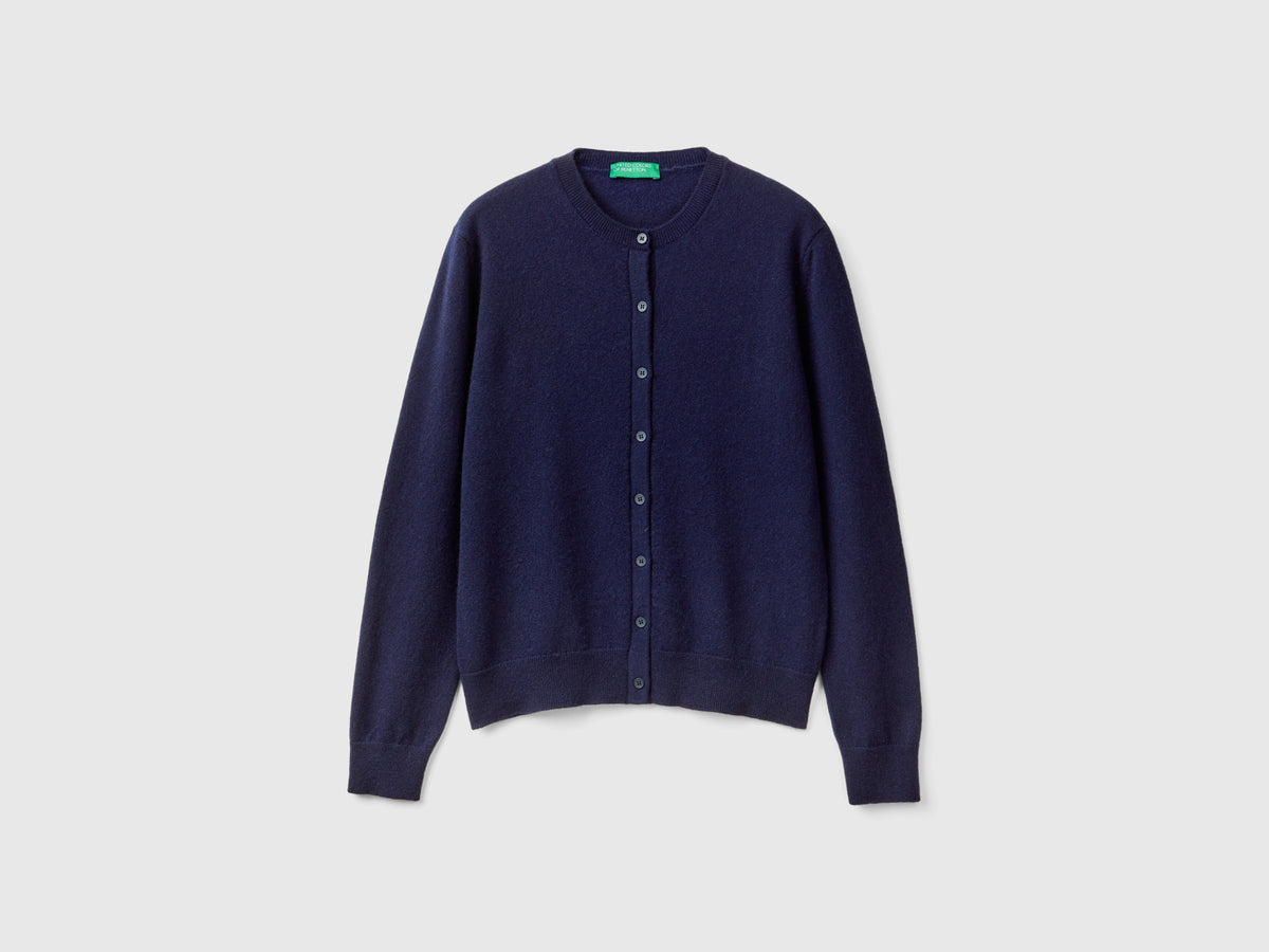 Cardigan blu notte in puro cashmere