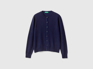 Cardigan blu notte in puro cashmere