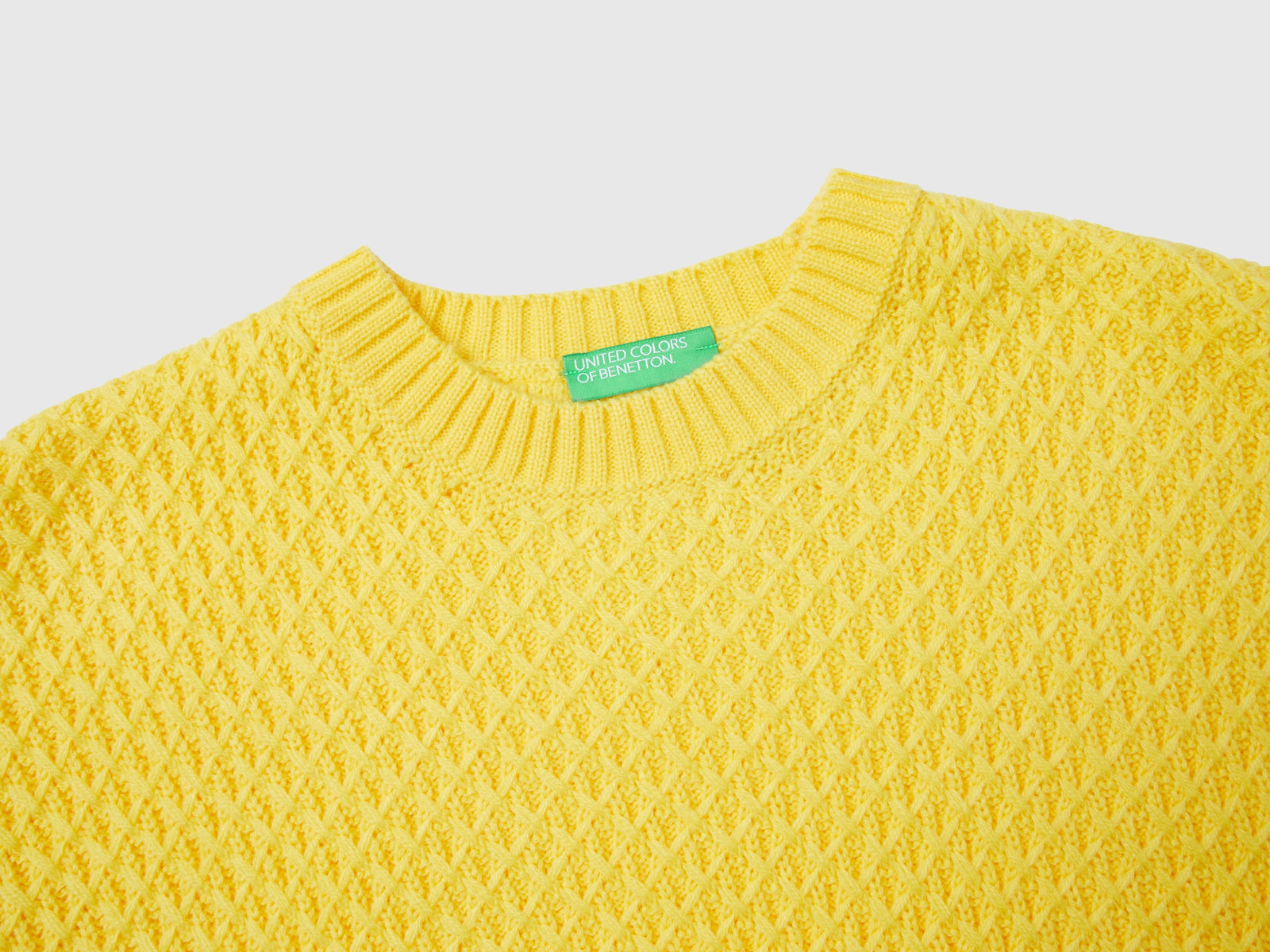 Maglia lavorata boxy fit da donna giallo 3 | Benetton Outlet