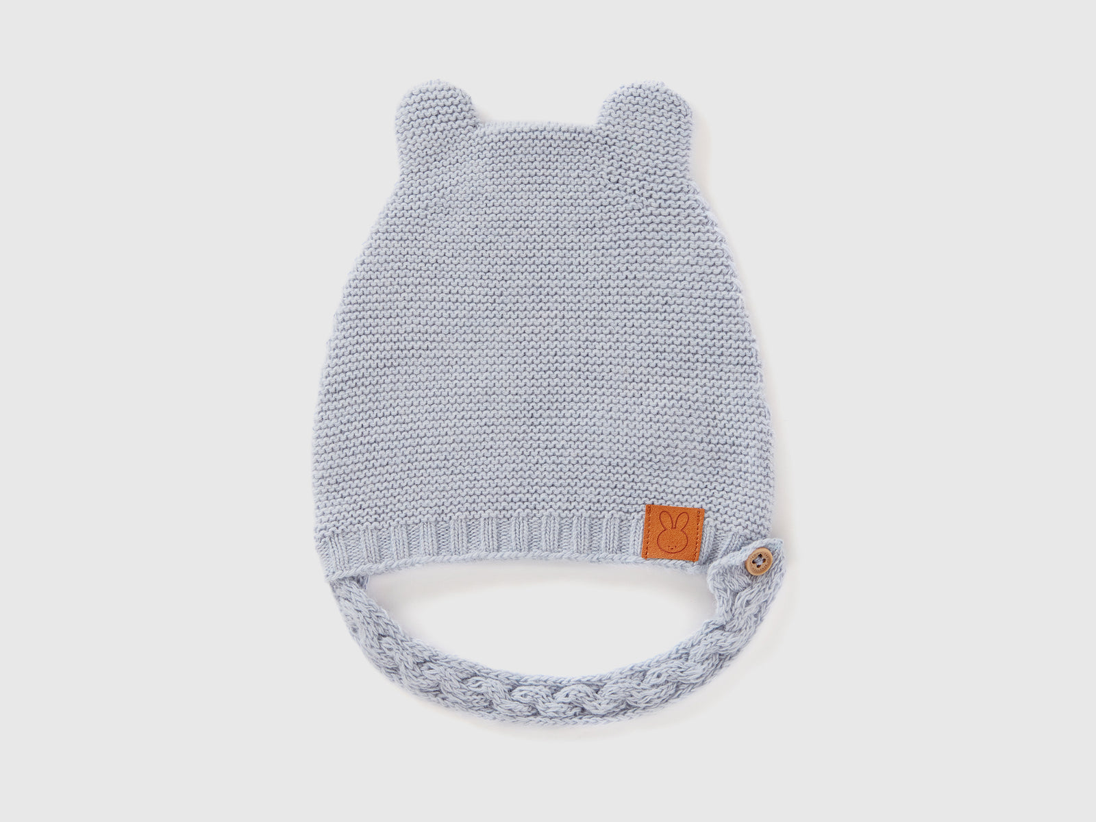 Recycled wool blend beanie with ears da neonato celeste | Benetton Outlet