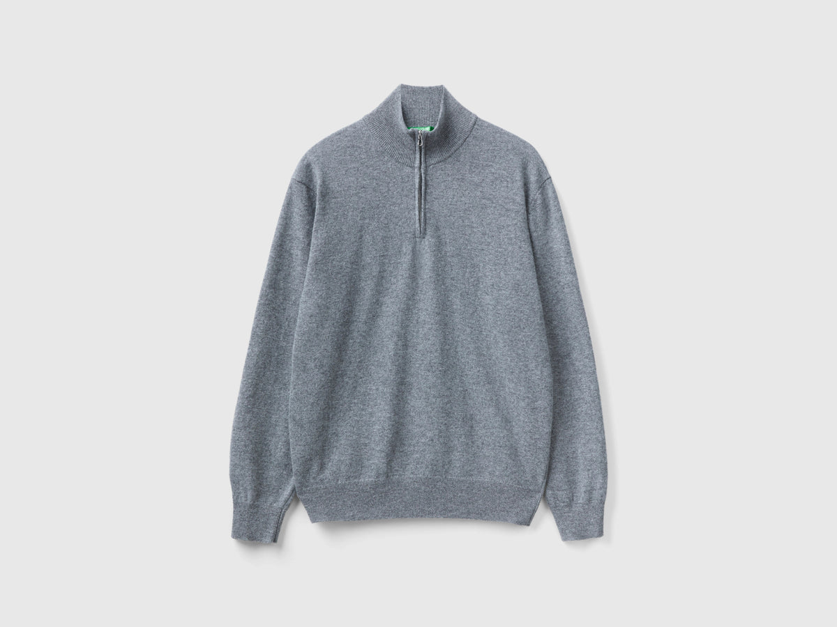 Maglia zippata in 100% lana Merino