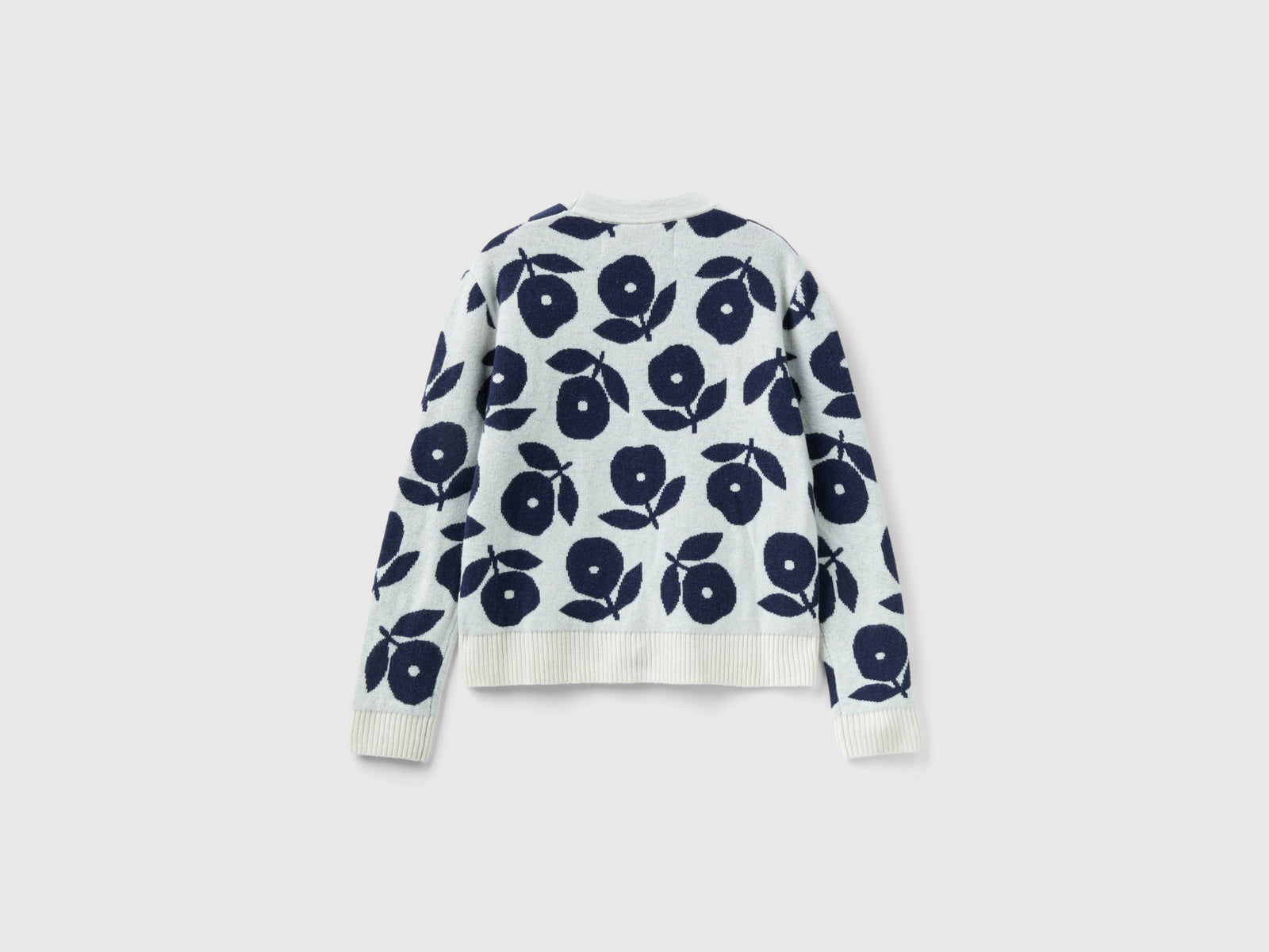 Cardigan con intarsi floreali da donna bianco panna 2 | Benetton Outlet