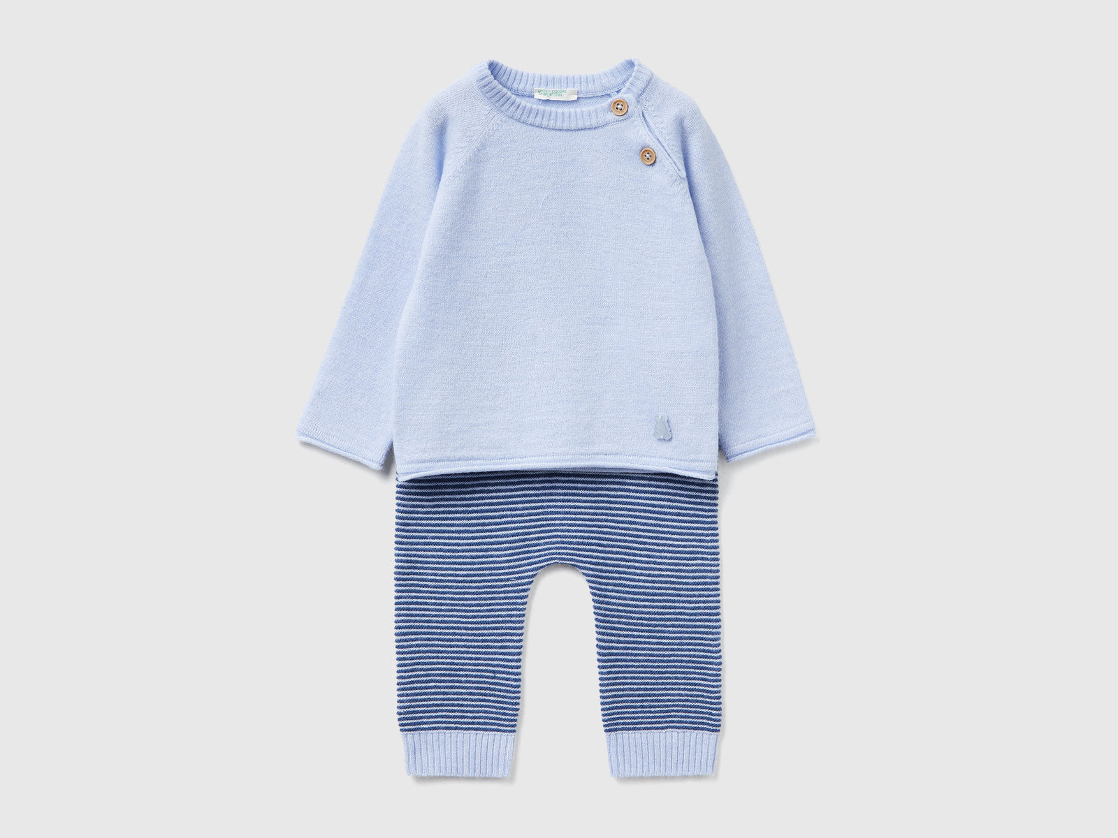 Completo in maglia da neonato celeste | Benetton Outlet