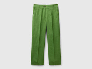 Pantaloni dritti in puro lino