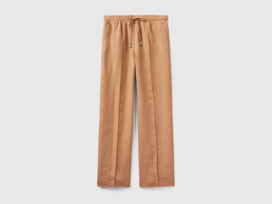 Pantaloni in puro lino con elastico