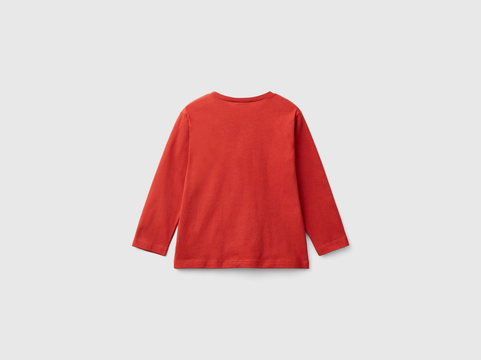 Maglietta girocollo in caldo cotone bio da bimbo rosso mattone 2 | Benetton Outlet