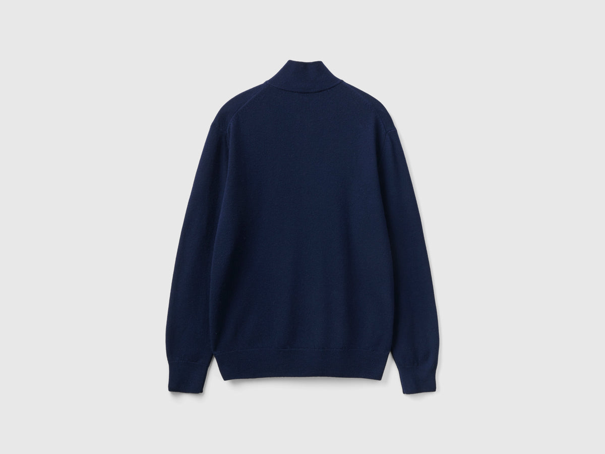 Maglia zippata in 100% lana Merino