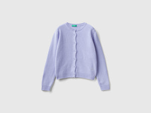 Cardigan girocollo con logo in strass