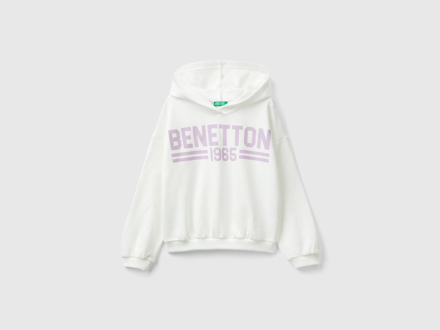 Felpa con cappuccio 100% cotone da bambina bianco panna | Benetton Outlet