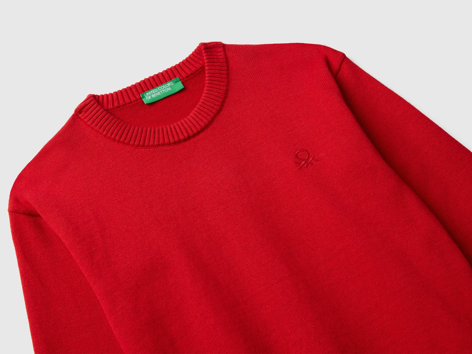 Maglioncino in puro cotone con logo da bimbo rosso 3 | Benetton Outlet