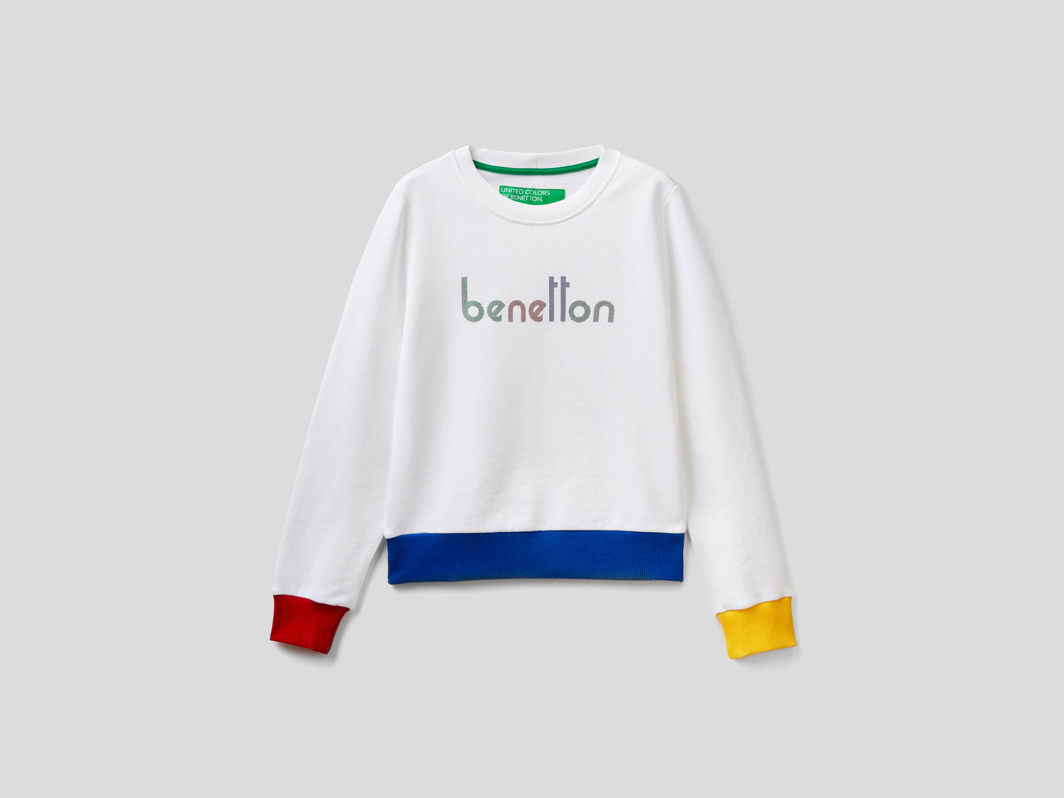 Felpa 100% cotone con stampa logo da donna bianco | Benetton Outlet
