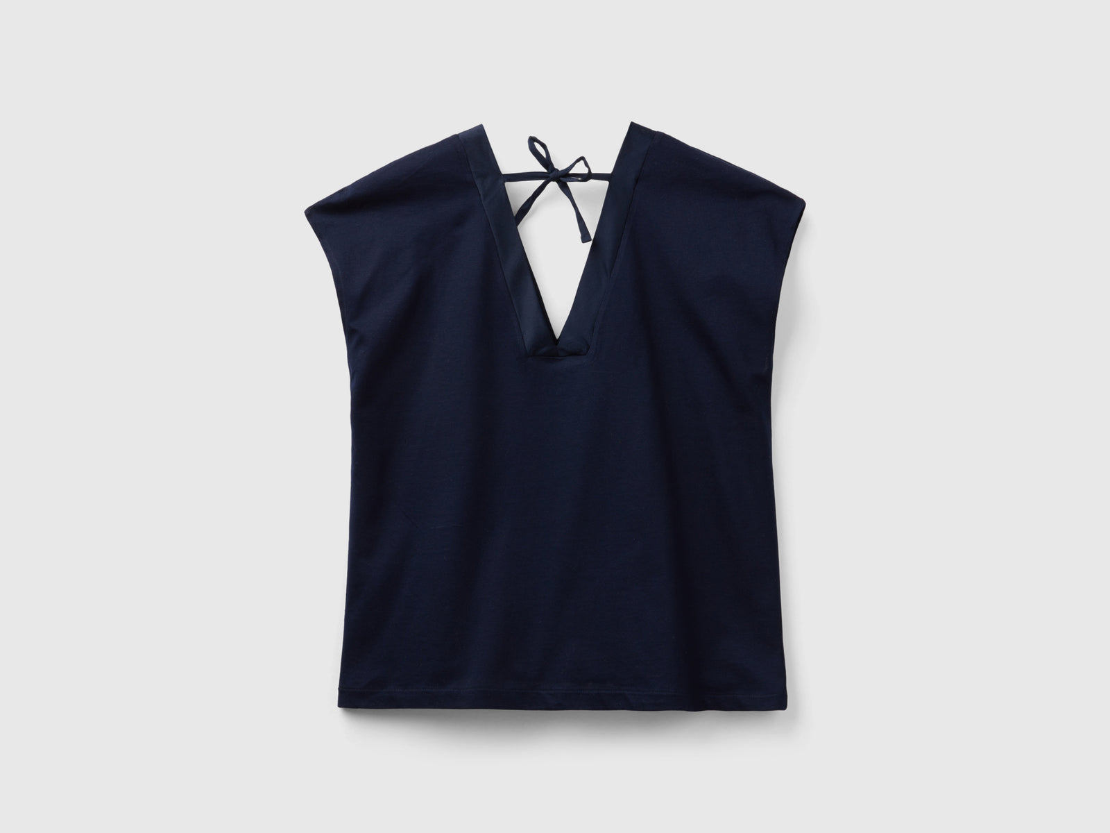 T-shirt scollo a V davanti e dietro da donna blu scuro 2 | Benetton Outlet