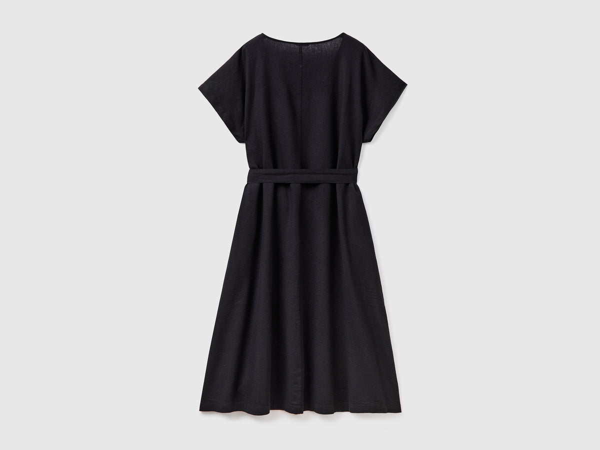 Vestito midi copricostume modello chemisier in lino misto viscosa