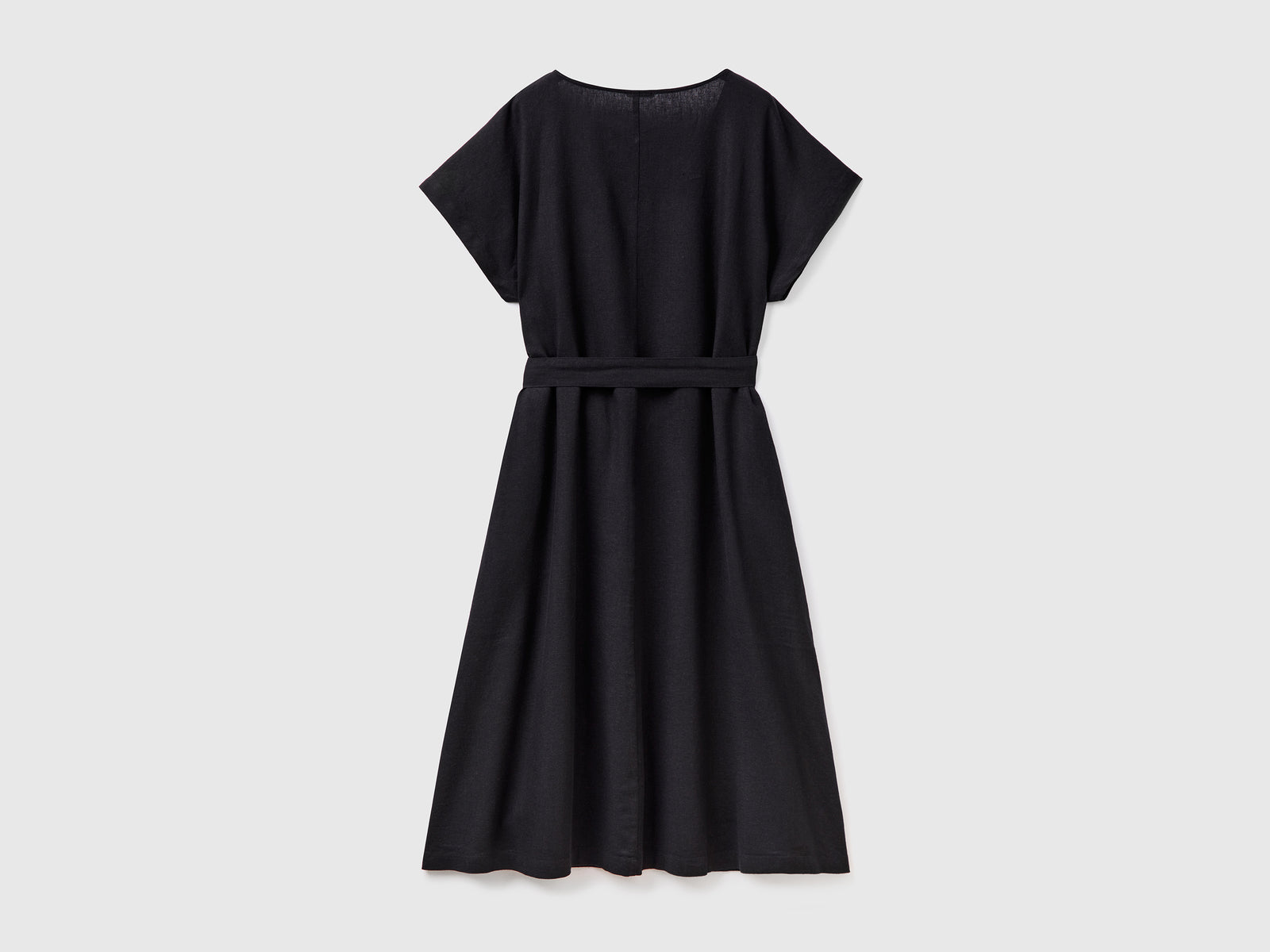 Vestito midi copricostume modello chemisier in lino misto viscosa da donna nero 2 | Benetton Outlet