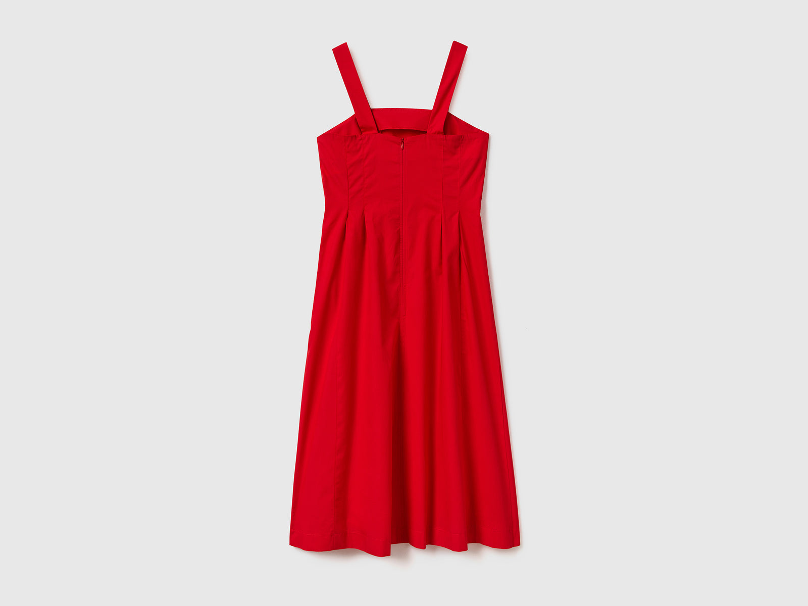Abito midi smanicato in tessuto leggero di puro cotone da donna rosso 2 | Benetton Outlet