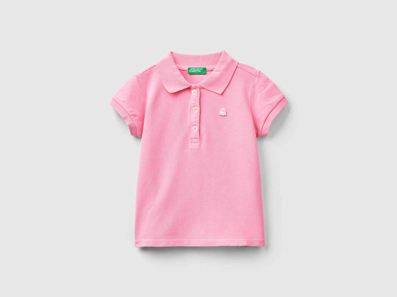 Polo regular fit in cotone bio da bimba rosa | Benetton Outlet