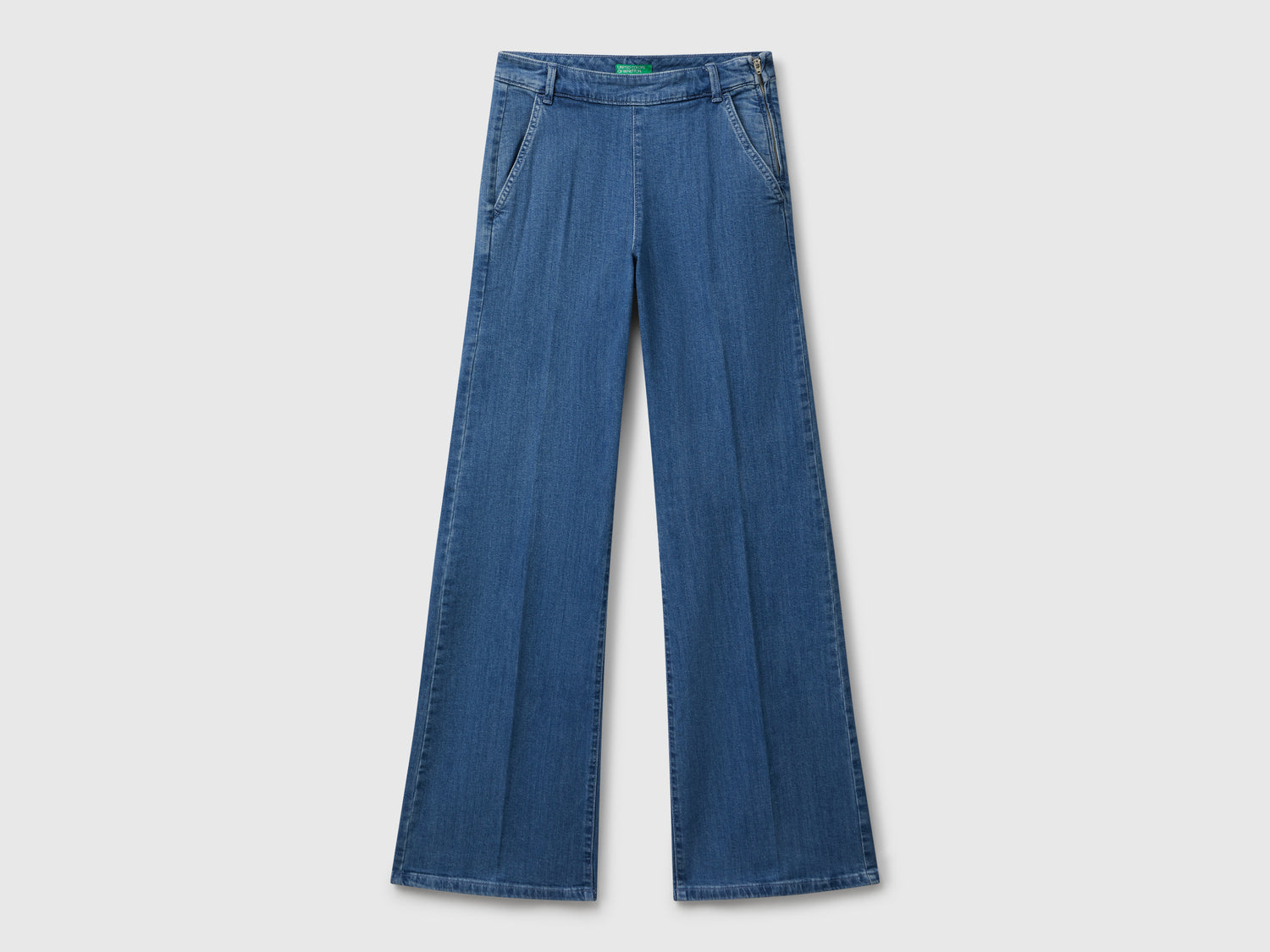 Jeans flare con zip da donna azzurro | Benetton Outlet