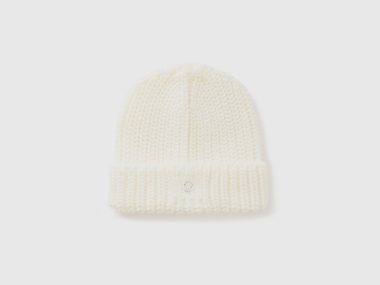 Rhinestone logo beanie da bambina bianco | Benetton Outlet