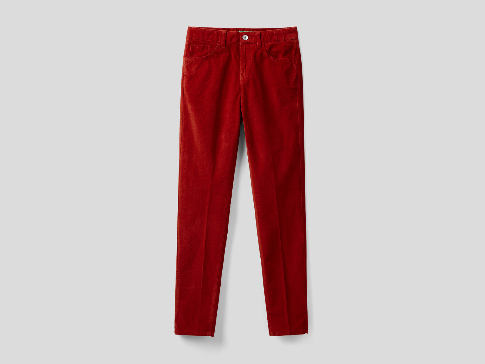 Pantaloni cinque tasche in velluto da donna bordeaux | Benetton Outlet