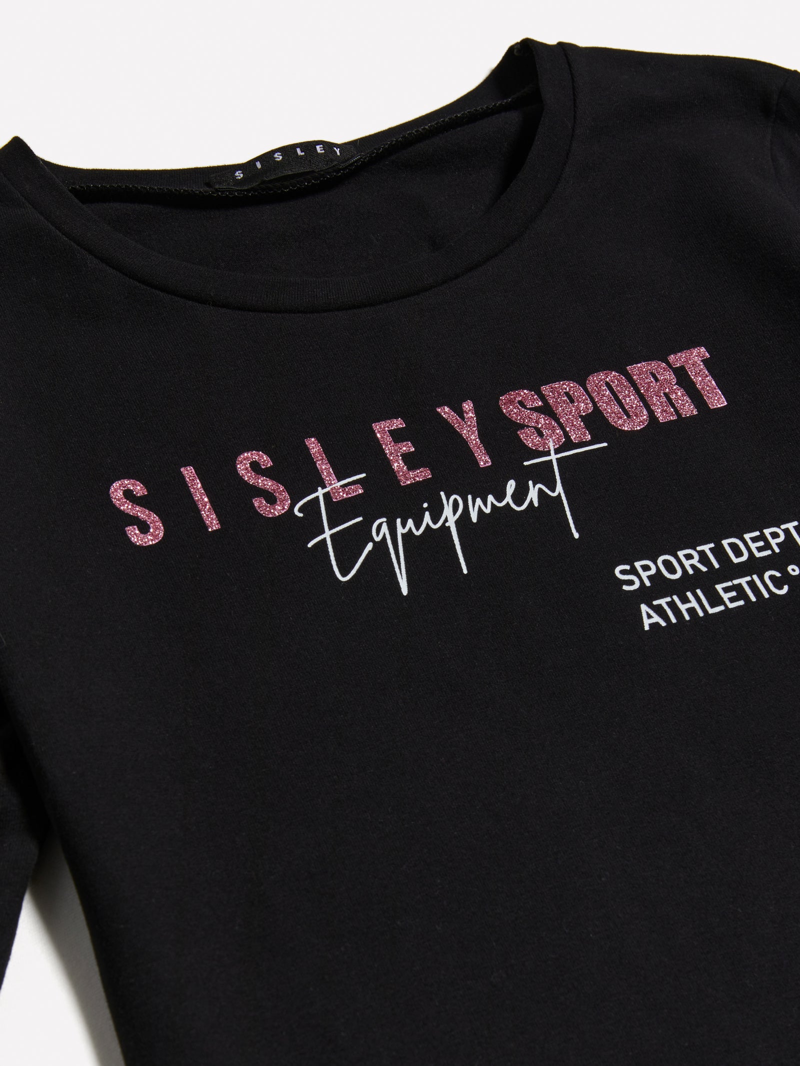 T-shirt con stampa glitter da bambina nero 2 | Sisley young Outlet