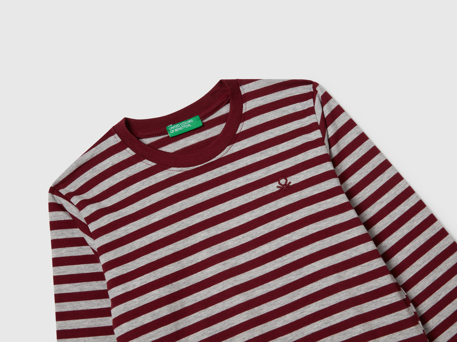 T-shirt manica lunga a righe da bimbo bordeaux 3 | Benetton Outlet
