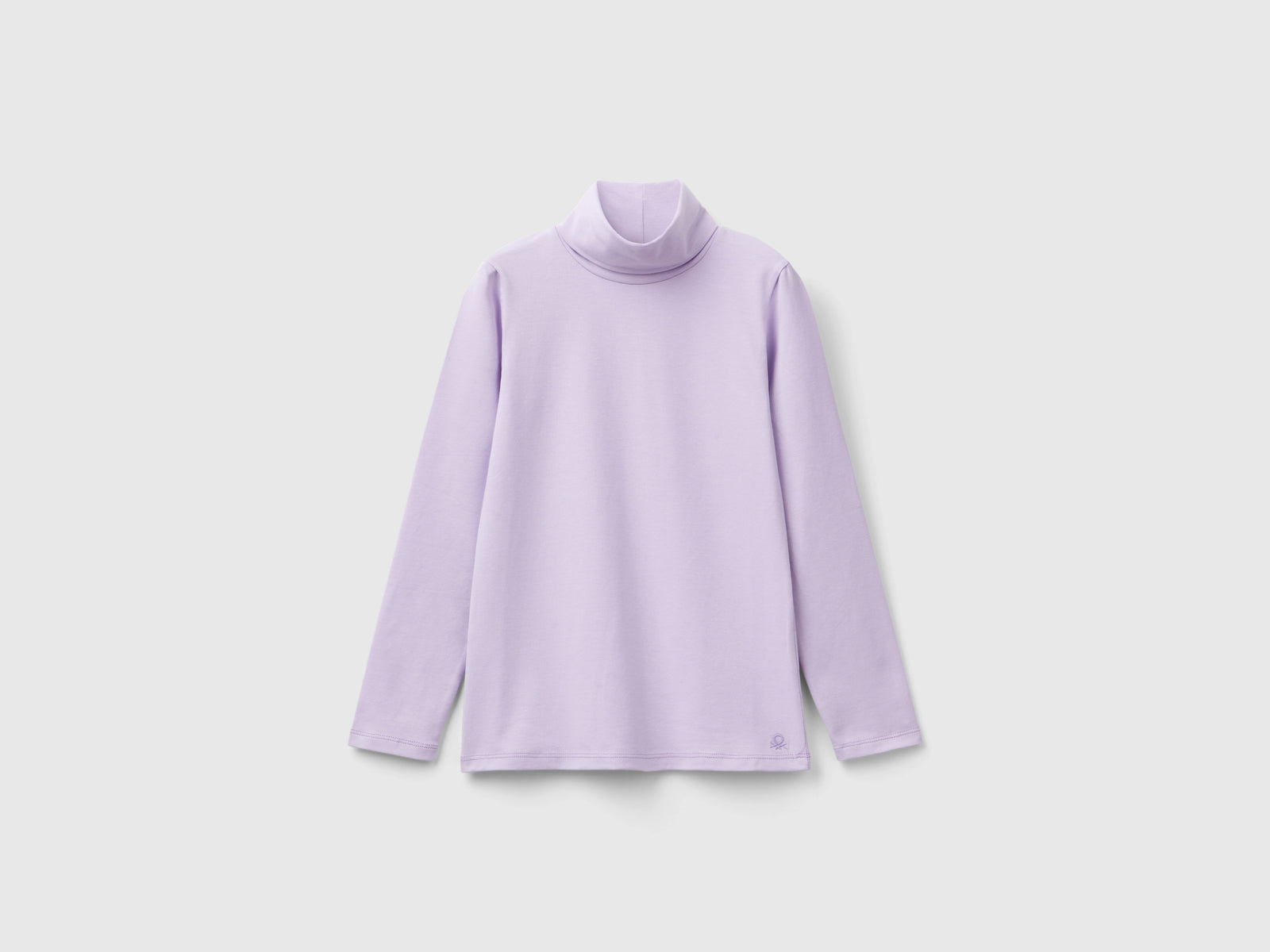 Stretch high-neck T-shirt da bambina lilla | Benetton Outlet