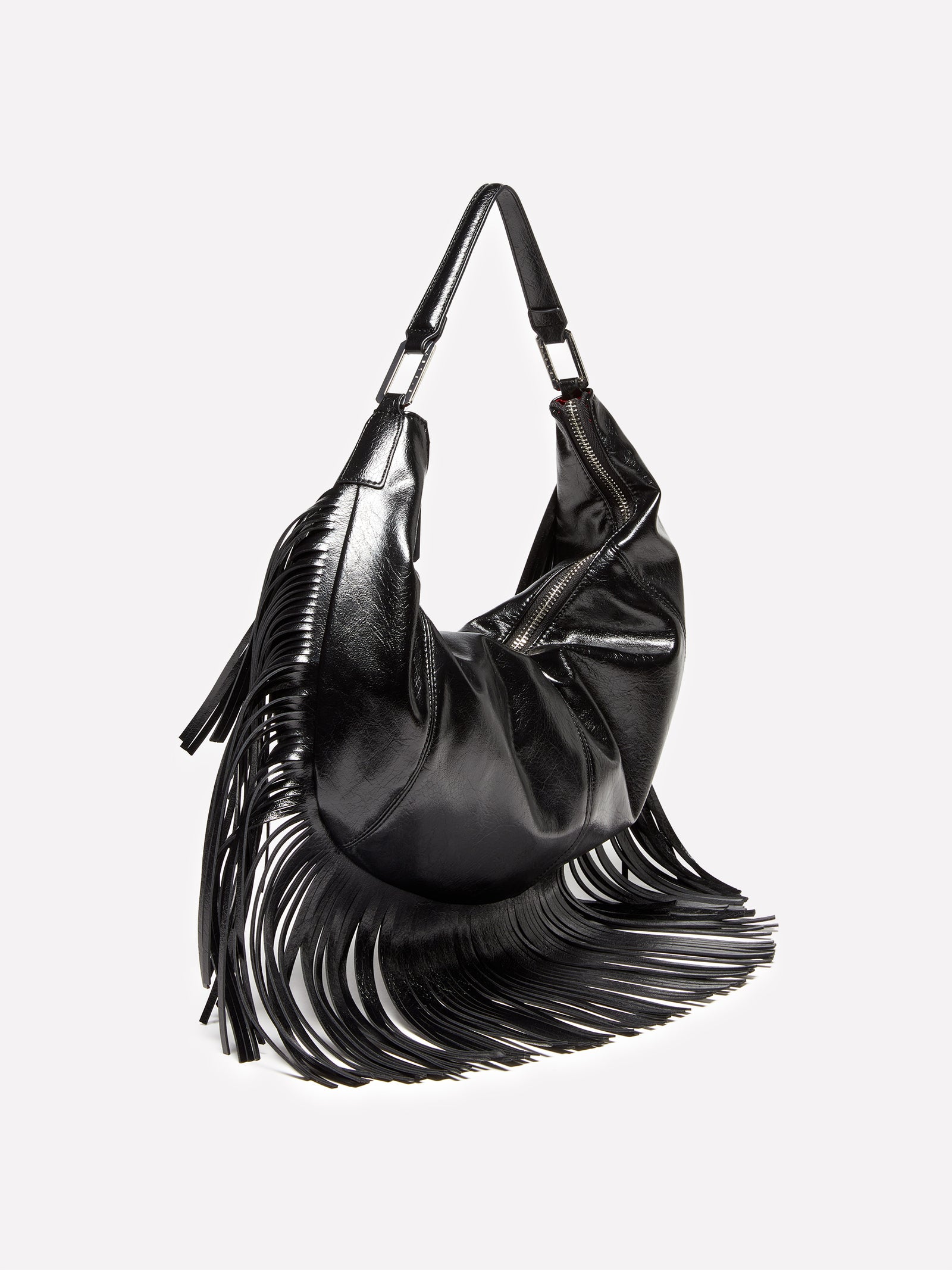 Borsa a spalla con frange da donna nero 4 | Sisley Outlet