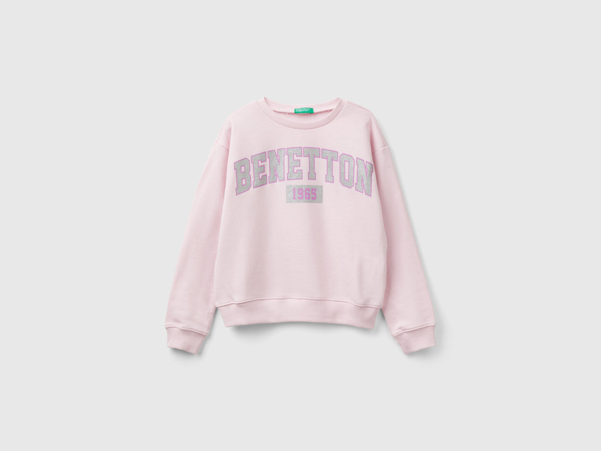 Felpa 100% cotone con logo glitter