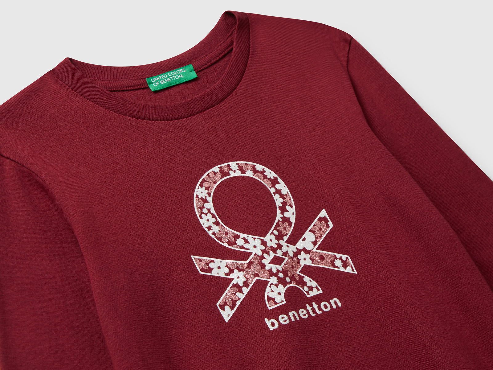 Maglietta con stampa glitter da bambina bordeaux 3 | Benetton Outlet