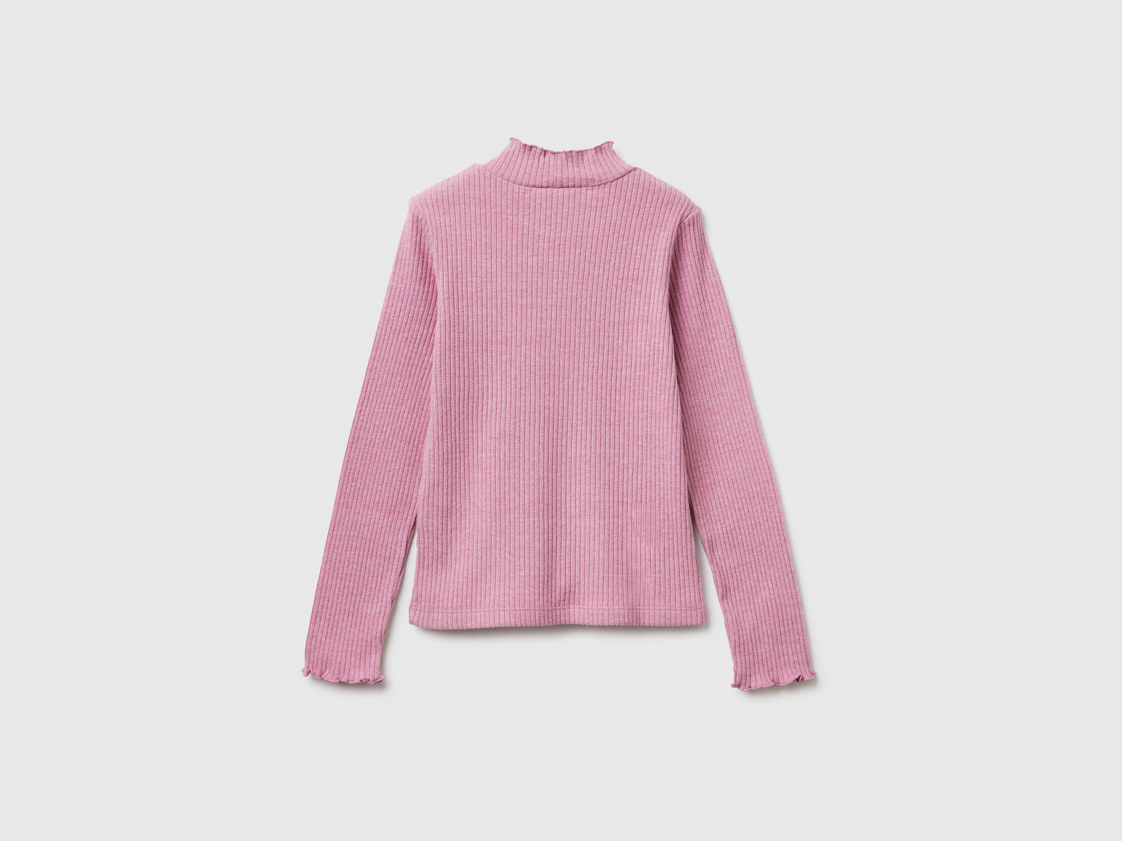 T-shirt lupetto in caldo misto cotone da bambina rosa 2 | Benetton Outlet