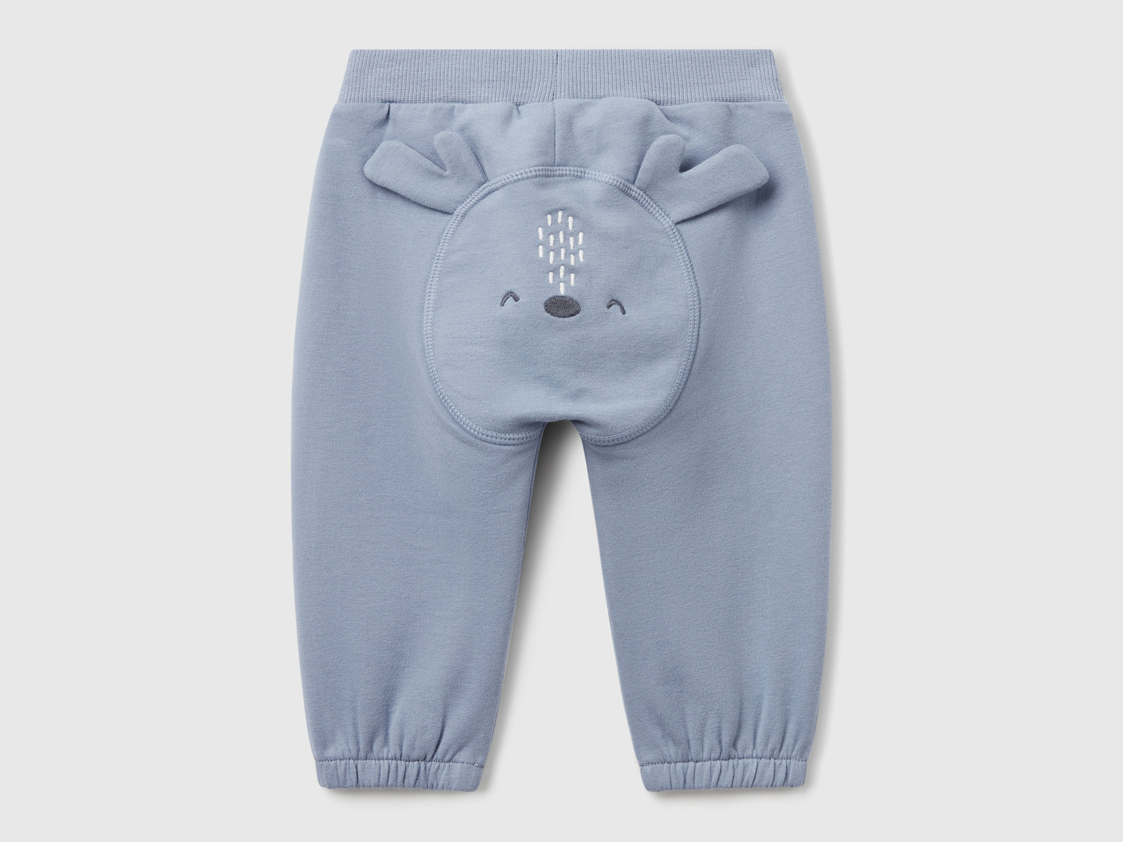 Pantaloni in felpa di cotone da neonato celeste 2 | Benetton Outlet