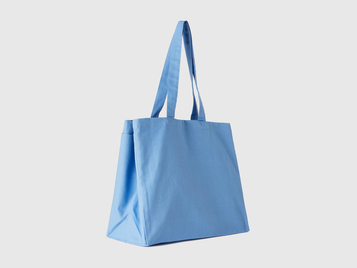 Light blue tote bag in pure cotton