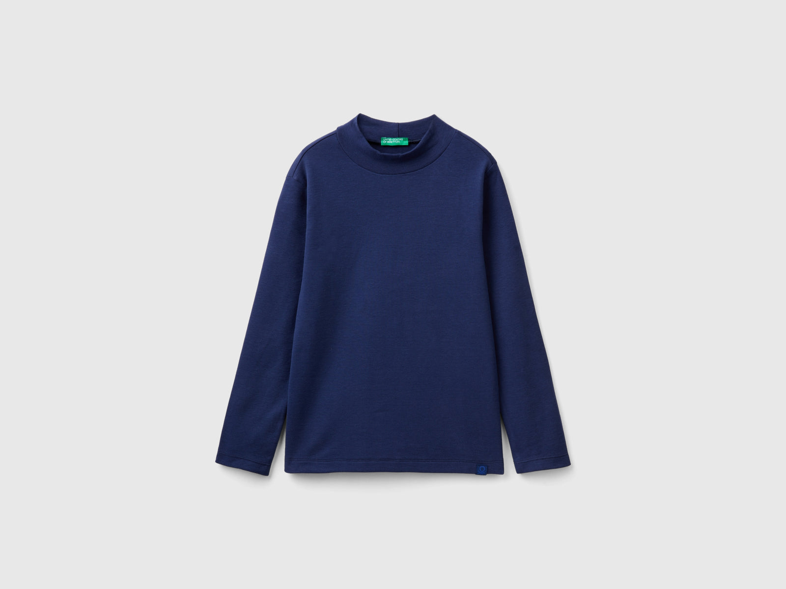 T-shirt lupetto a costine da bambino blu scuro | Benetton Outlet